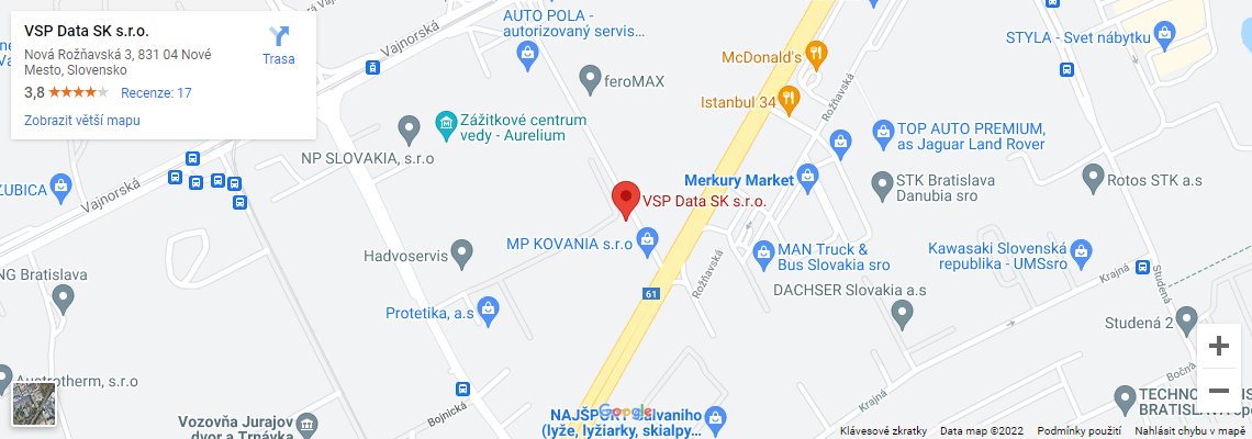 Mapa VSP DATA SK s.r.o. Bratislava